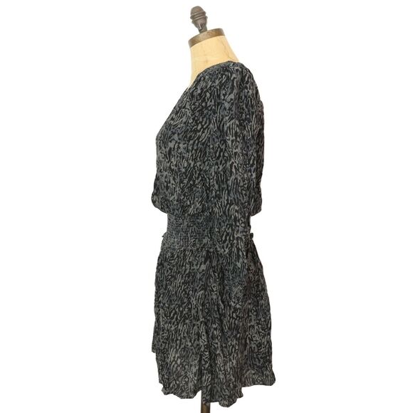 RAILS Zana Abstract Animal Mini Dress S Smocked Charcoal Print Chiffon NWT B14 - Picture 5 of 6